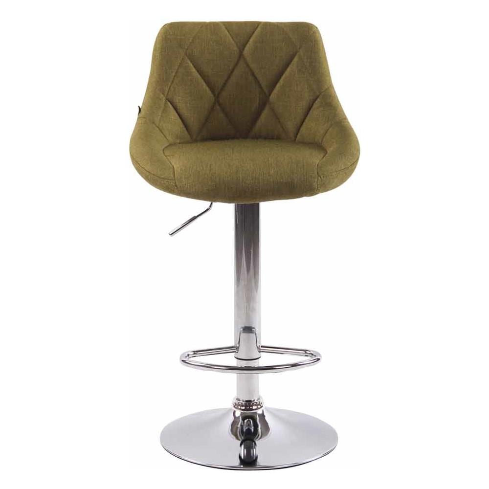 Sgabello Design LAZIO in Tessuto - Sedia Cucina Girevole e Regolabile (83-104 cm) con Poggiapiedi I Sgabello Bar Imbottito Verde - Foto 2