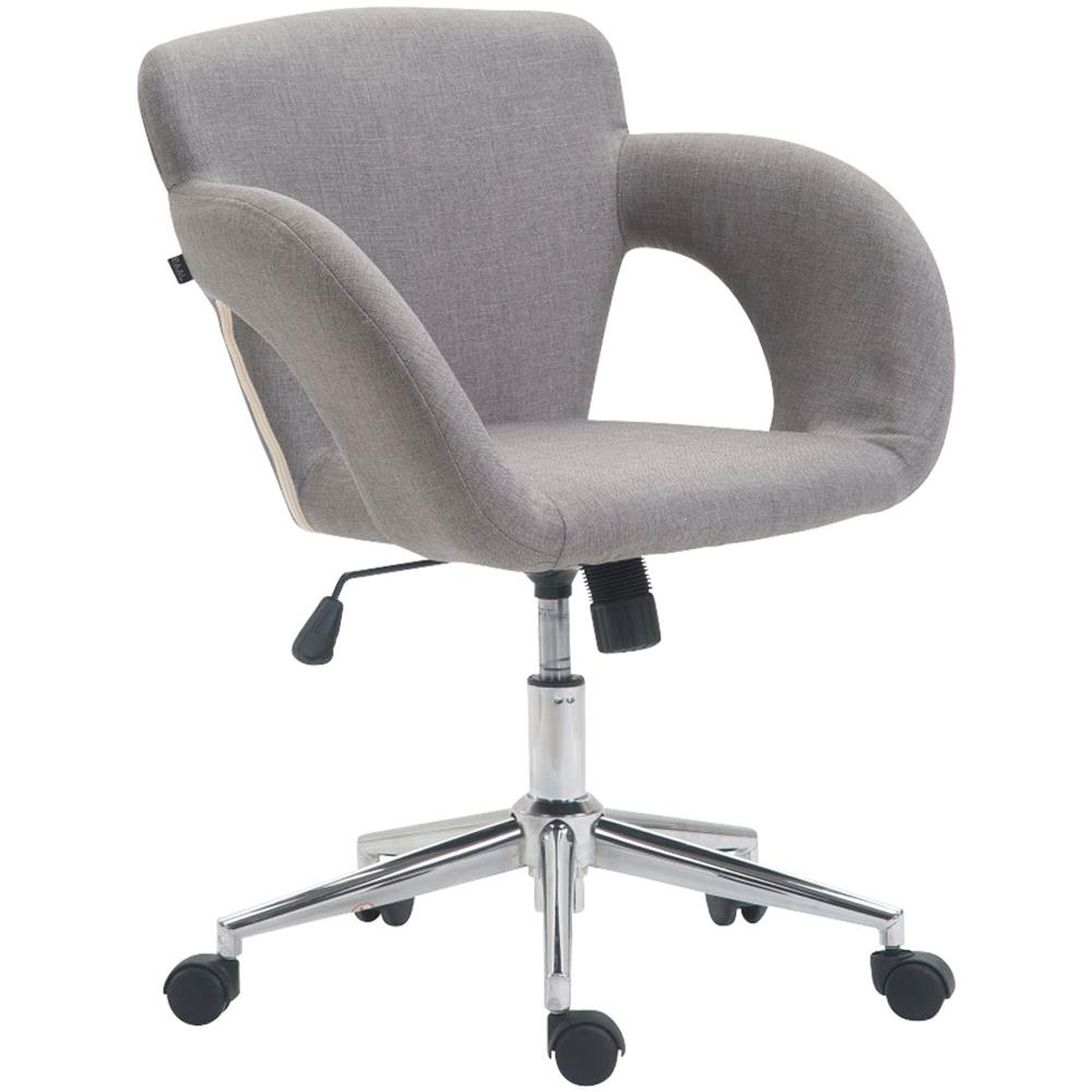 Sedia da Ufficio Edison in Tessuto - Sedia Design da Scrivania Imbottita e Oscillante - Poltrona Studio Regolabile in Altezza con 5 Ruote e Telaio in Metallo Cromato Grigio - Foto 1