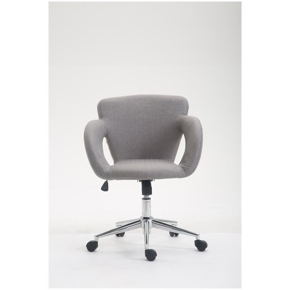 Sedia da Ufficio Edison in Tessuto - Sedia Design da Scrivania Imbottita e Oscillante - Poltrona Studio Regolabile in Altezza con 5 Ruote e Telaio in Metallo Cromato Grigio - Foto 2