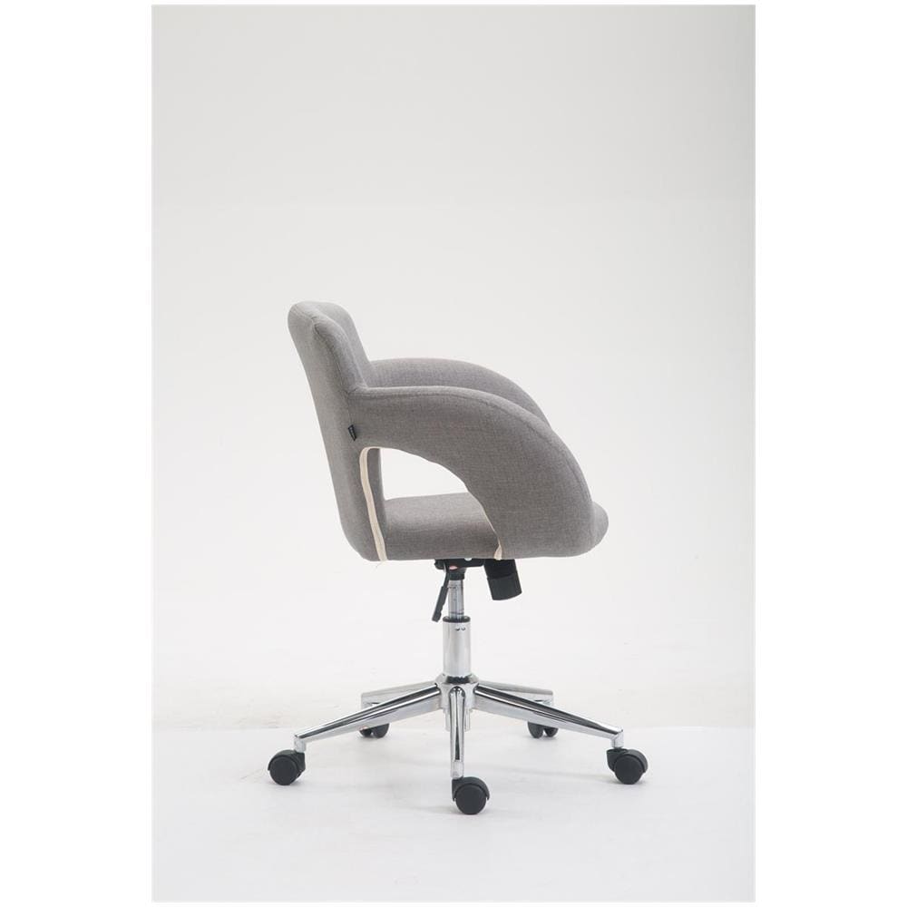 Sedia da Ufficio Edison in Tessuto - Sedia Design da Scrivania Imbottita e Oscillante - Poltrona Studio Regolabile in Altezza con 5 Ruote e Telaio in Metallo Cromato Grigio - Foto 3