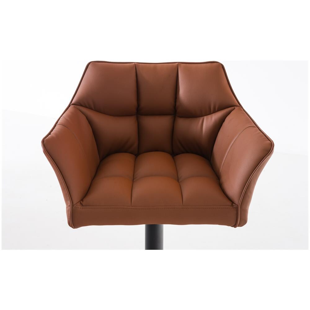 Sgabello Alto Regolabile Damaso in Similpelle I Sgabello Bancone con Braccioli E Schienale Imbottiti E Poggiapiedi, H 58-83 CM Marrone Chiaro Nero - Foto 5