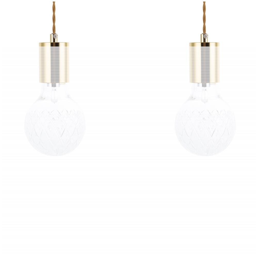 Set Di 2 Lampade A Sospensione In Vetro Trasparente E Color Oro Anza - Foto 1