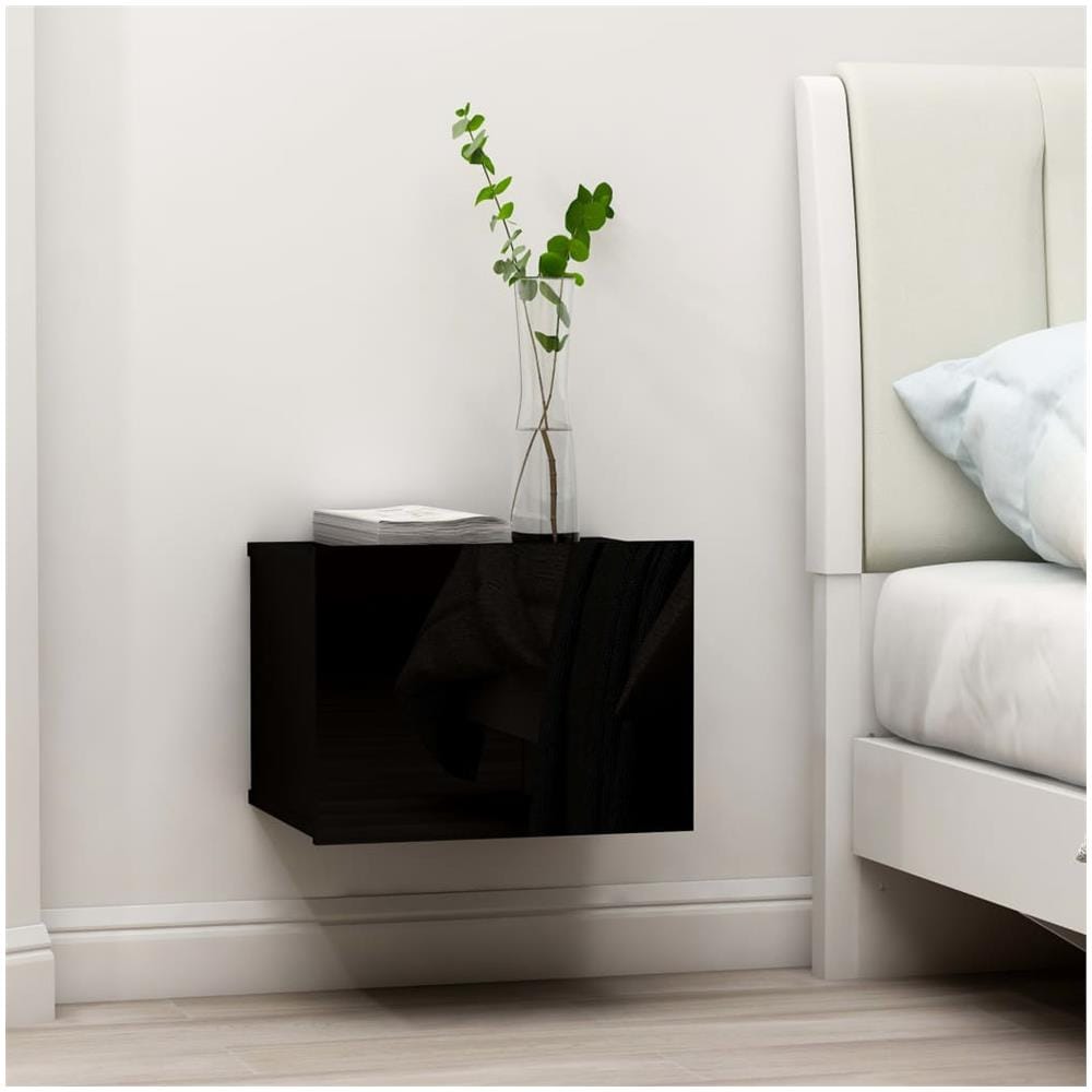 Comodino Nero 40x30x30 cm in Legno Multistrato - Foto 1