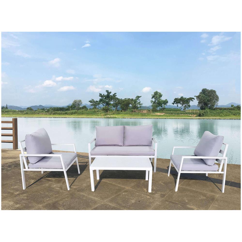 Lucius - Salotto Da Giardino In Alluminio E Poliestere - Foto 4