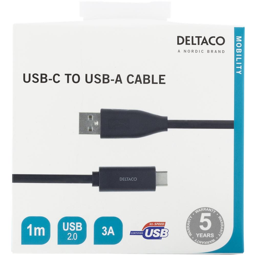Cavo Da Usb-a A Usb-c, 1m, 3a, Usb 2.0, Nero - Foto 2