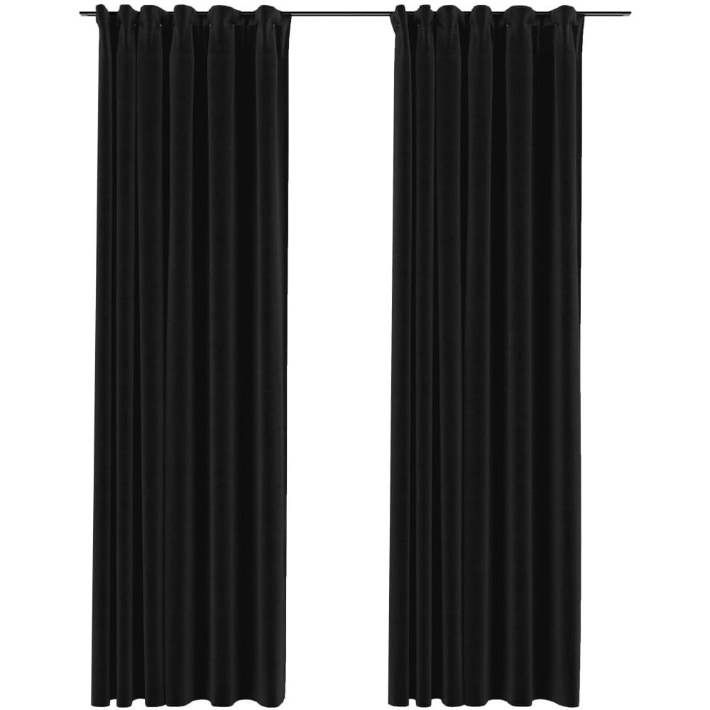 Tende Oscuranti con Ganci Effetto Lino 2 pz Antracite 140x225cm - Foto 1