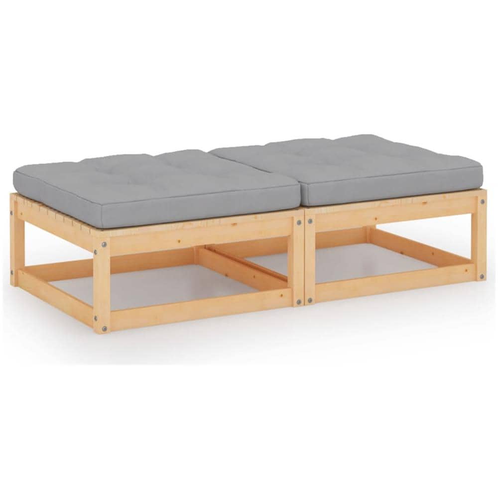 Poggiapiedi da Giardino con Cuscini 2pz Legno Massello di Pino - Foto 1
