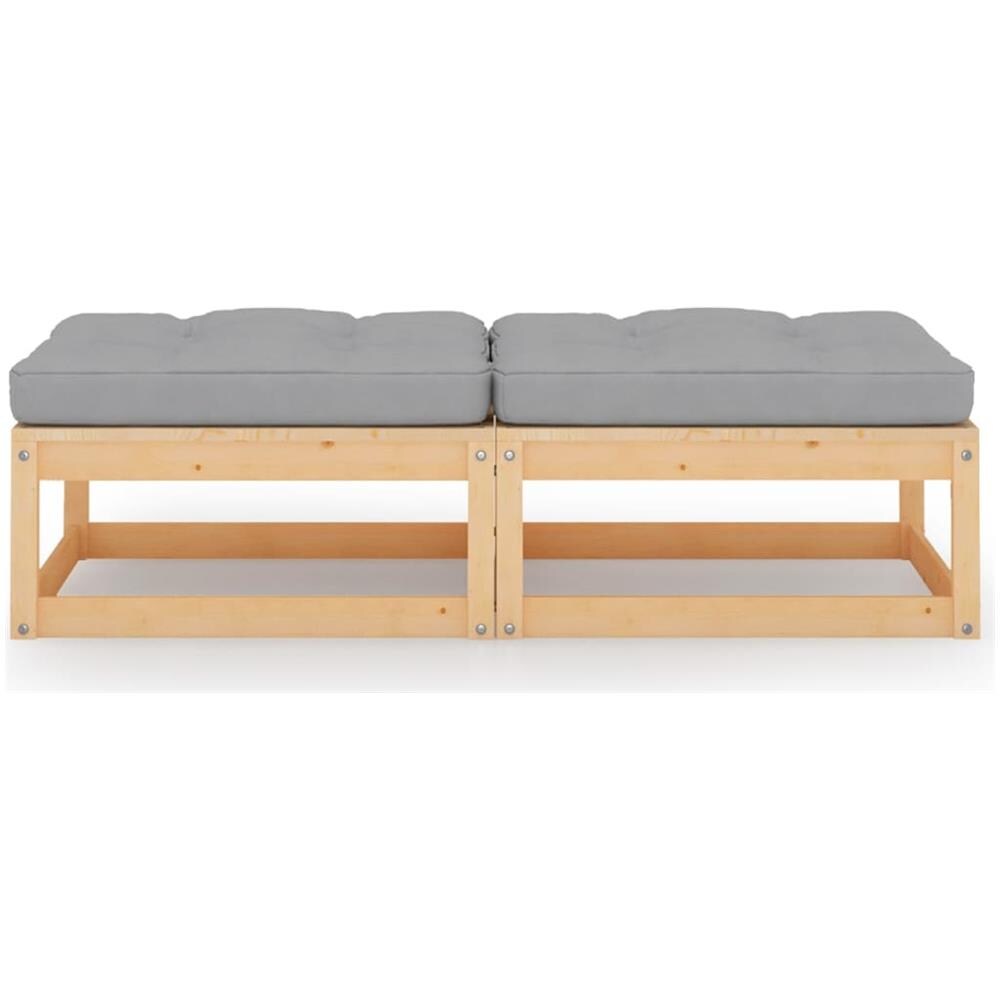 Poggiapiedi da Giardino con Cuscini 2pz Legno Massello di Pino - Foto 2