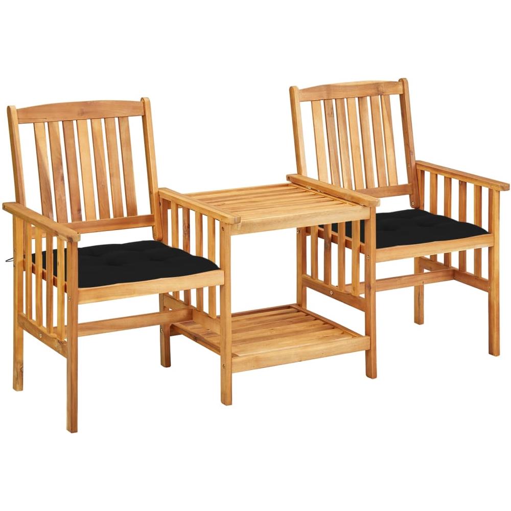 Sedie da Giardino con Cuscini e Tavolino in Massello di Acacia - Foto 1