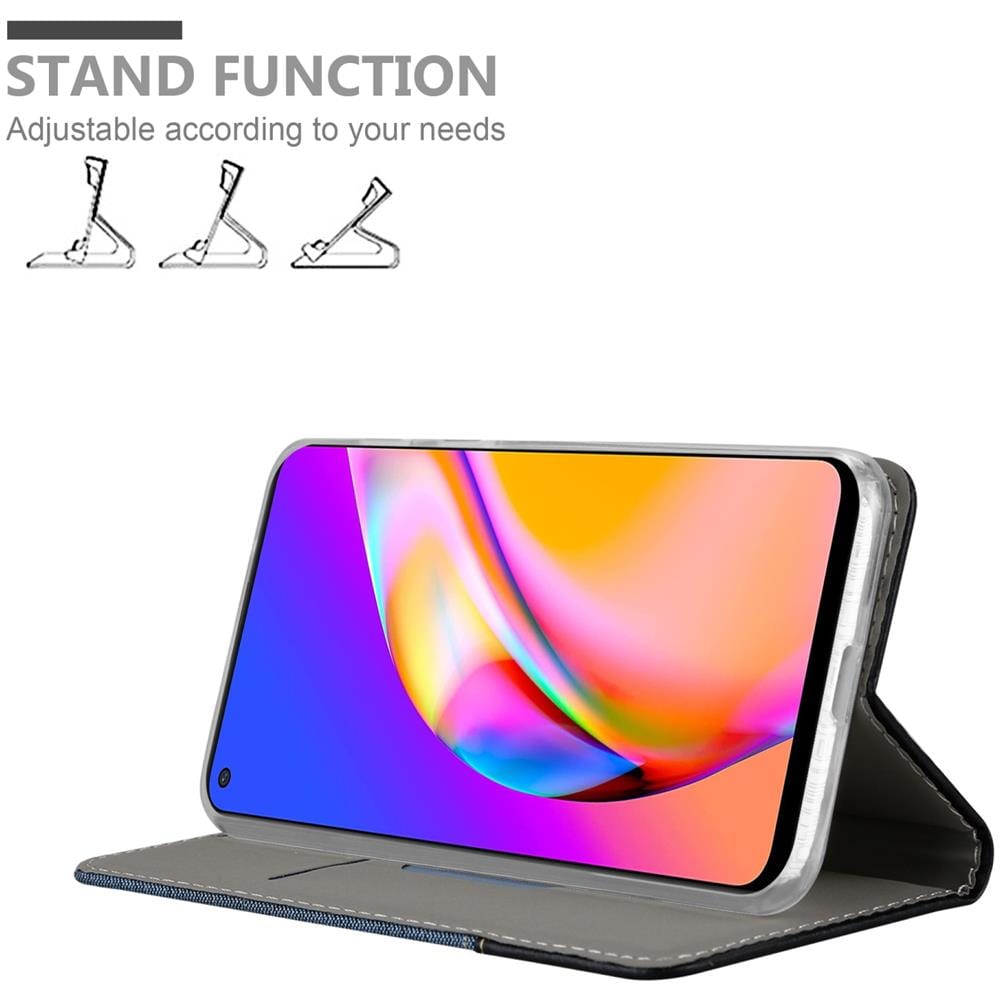Custodia Compatibile Con Oppo A94 5g In Blu Scuro Nero - Coperchio Protettiva Con Chiusura Magnetica, Funzione Stand E Tasca Per Le Carte - Foto 2