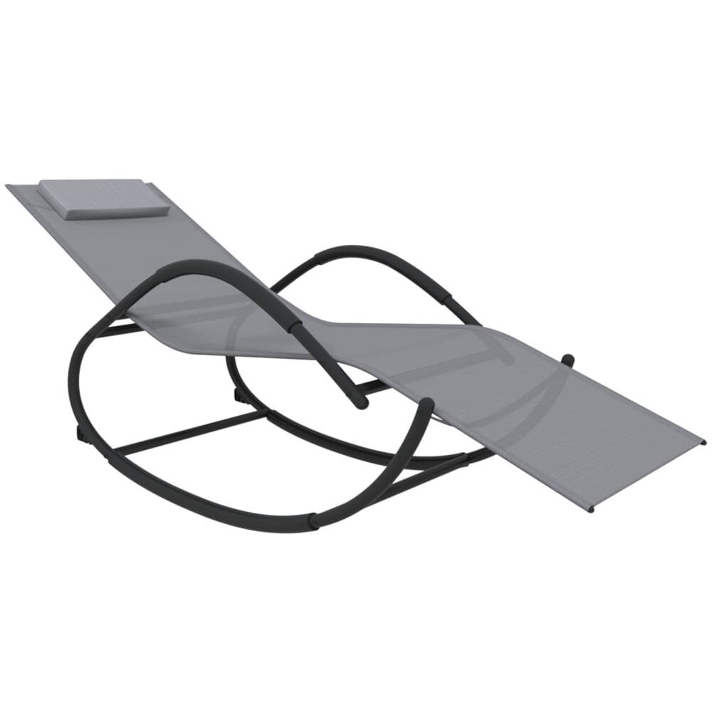 Lettini Prendisole A Dondolo 2 Pz In Acciaio E Textilene Grigio - Foto 3