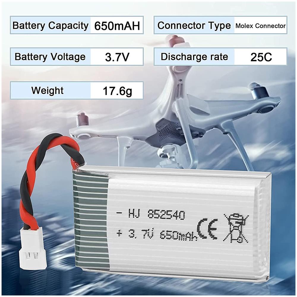 2 Pezzi Batteria Per Syma Drone X5c X5 3.7v 650mah 25c Lipo Avanzato - Foto 2