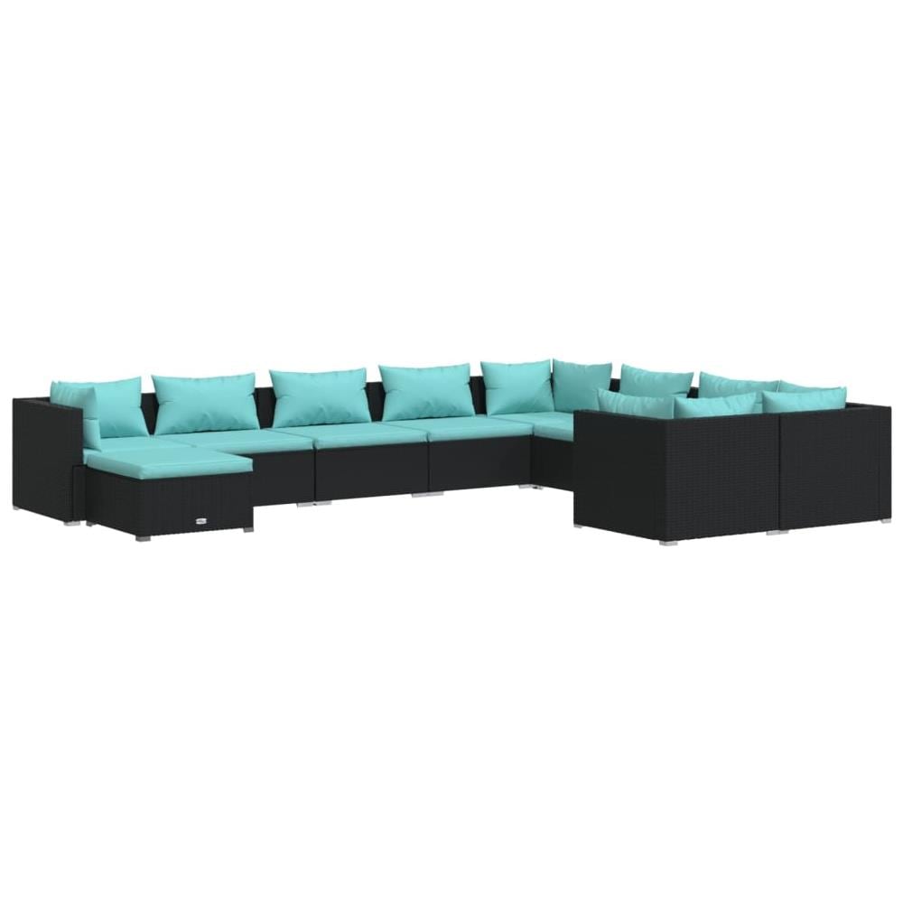 Set Divani Da Giardino 10 Pz Con Cuscini In Polyrattan Nero - Foto 1