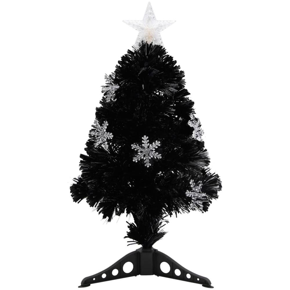 Albero di Natale con Fiocchi di Neve LED Nero 64cm Fibra Ottica - Foto 2