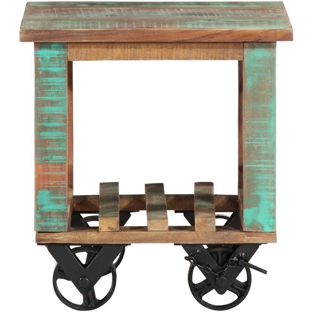 Tavolino Con Ruote 40x40x42 Cm In Legno Massello Di Recupero - Foto 2