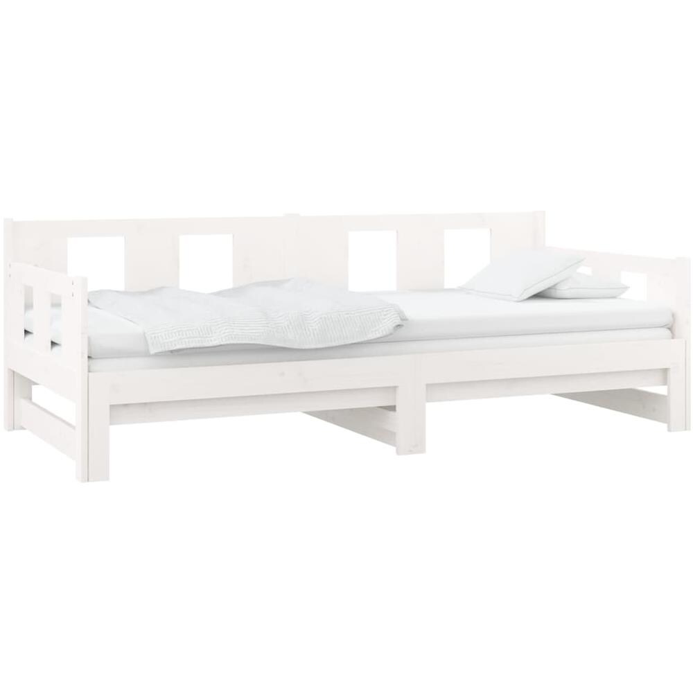 Dormeuse Estraibile Bianca Legno Massello Di Pino 2x (80x200) Cm - Foto 3