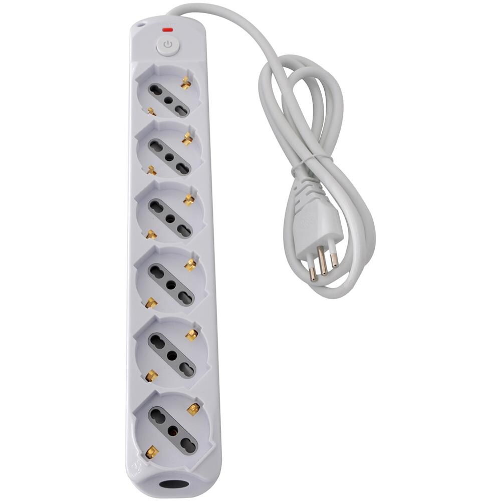 Presa Multipla A 6 Posti Italiana Bipasso /schuko Spina 10a - Foto 2