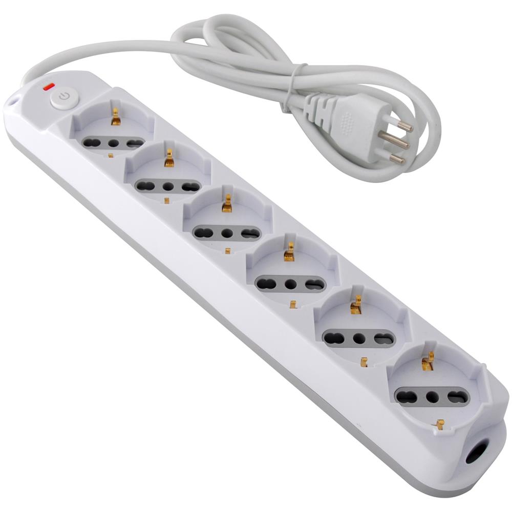 Presa Multipla A 6 Posti Italiana Bipasso /schuko Spina 10a - Foto 3