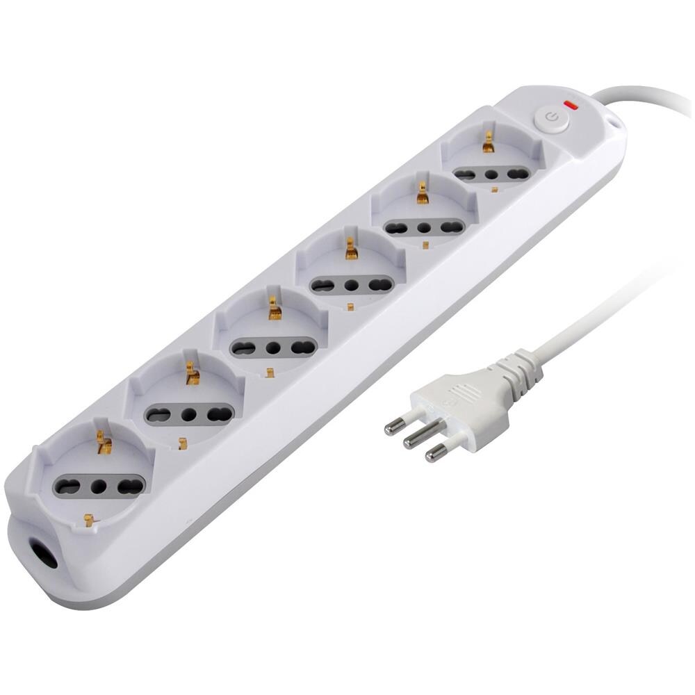 Presa Multipla A 6 Posti Italiana Bipasso /schuko Spina 10a - Foto 1