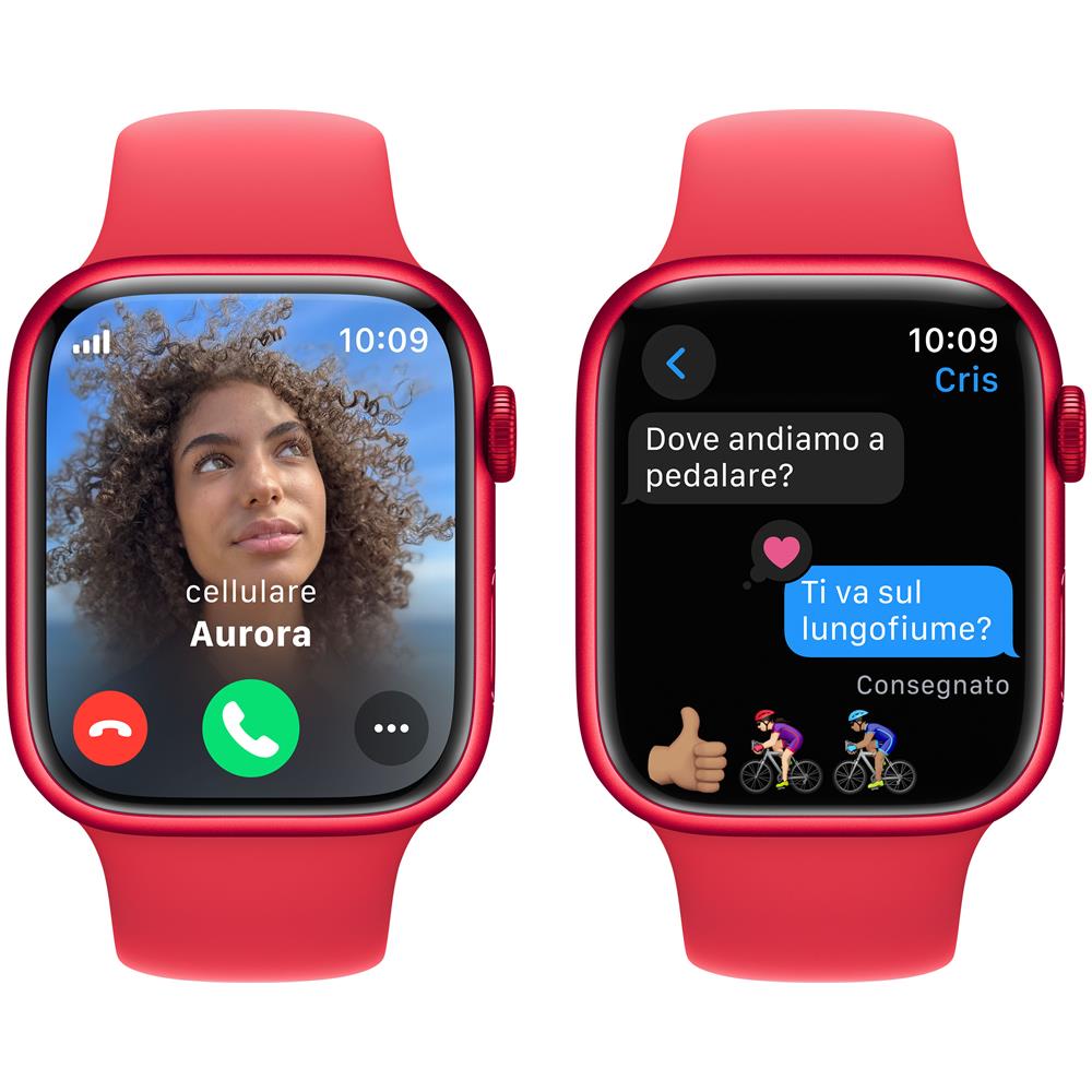 Watch Series 9 GPS + Cellular Cassa 45m in Alluminio (PRODUCT) RED con Cinturino Sport Band (PRODUCT) RED - M /L - Foto 4