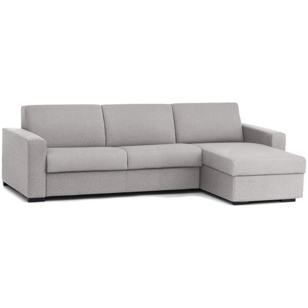 Divano Letto Alicya, Divano Ad Angolo, 100% Made In Italy, Sofà Con Apertura Girevole, Con Penisola Contenitore Reversibile, Con Braccioli Standard, Cm 280x95h90, Grigio - Foto 2