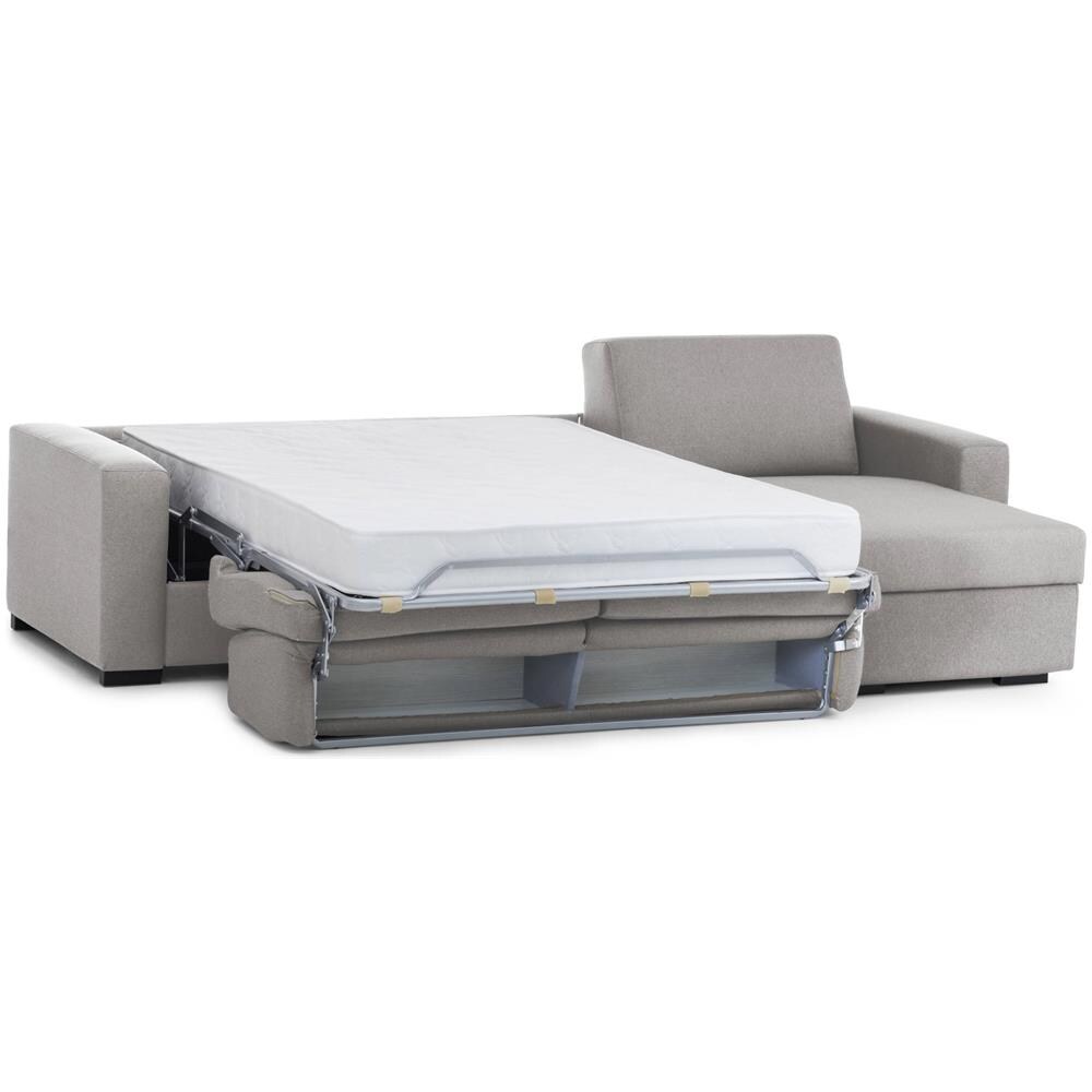 Divano Letto Alicya, Divano Ad Angolo, 100% Made In Italy, Sofà Con Apertura Girevole, Con Penisola Contenitore Reversibile, Con Braccioli Standard, Cm 280x95h90, Grigio - Foto 4