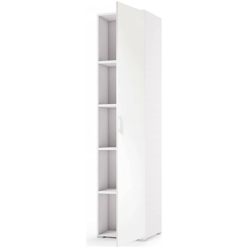 Armadio Multiuso Aquilegia, Mobile Lineare A 1 Anta Battenti E 4 Ripiani Regolabili, Mobile A Colonna Per Bagno, 100% Made In Italy, 45x45h195 Cm, Bianco - Foto 4