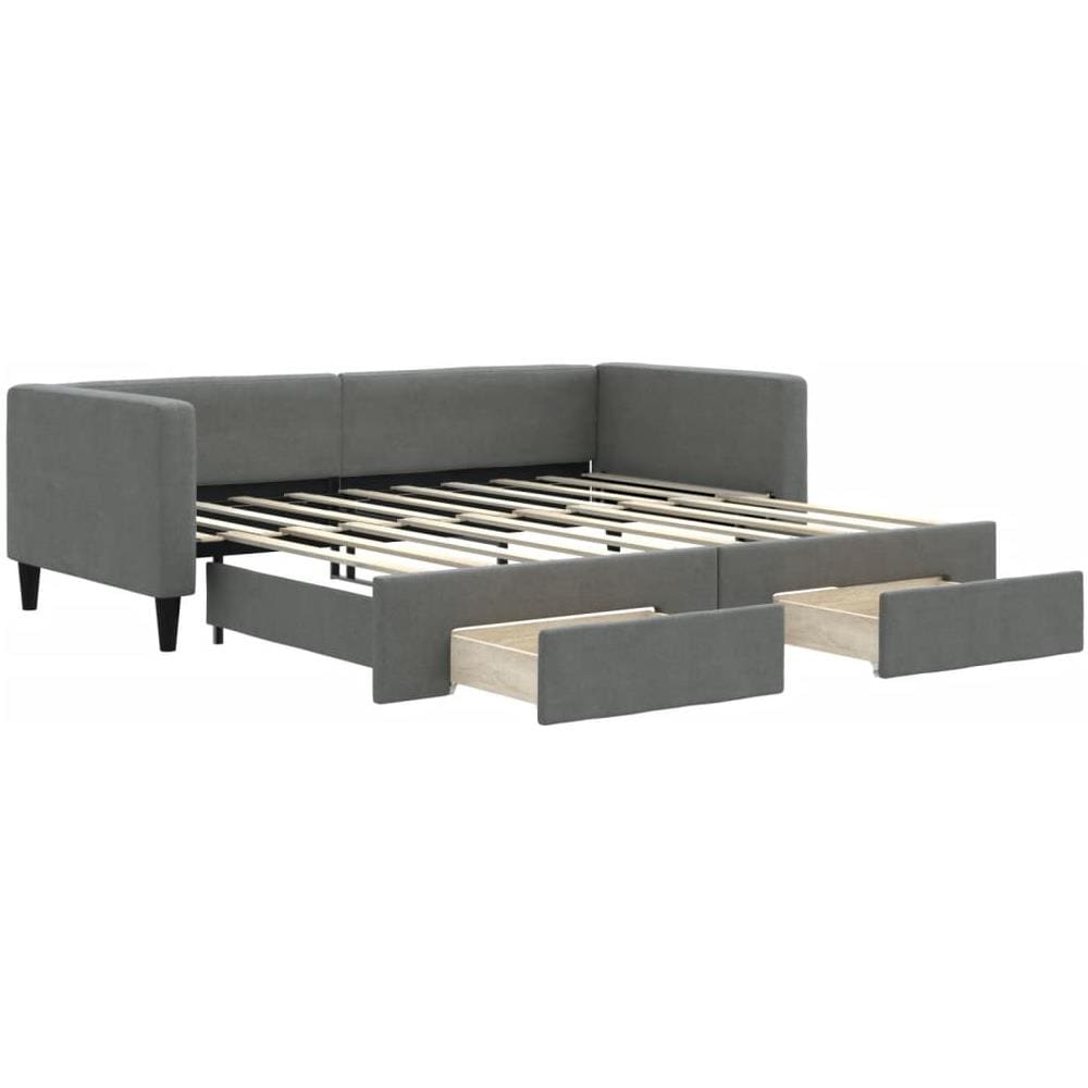 Divano Letto Estraibile Cassetti Grigio Scuro 90x190cm Tessuto - Foto 1