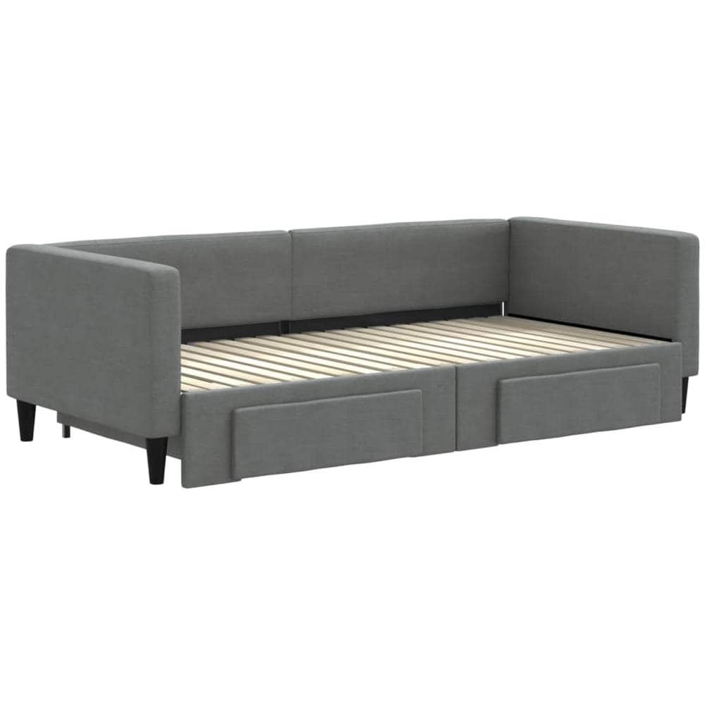 Divano Letto Estraibile Cassetti Grigio Scuro 90x190cm Tessuto - Foto 2