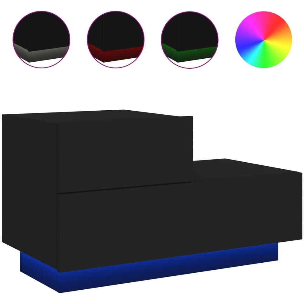 Comodino Con Luci Led Nero 70x36x40,5 Cm - Foto 2