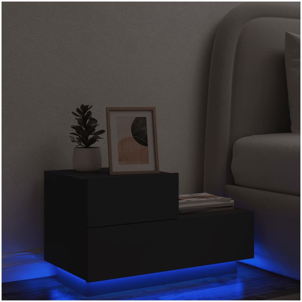 Comodino Con Luci Led Nero 70x36x40,5 Cm - Foto 1