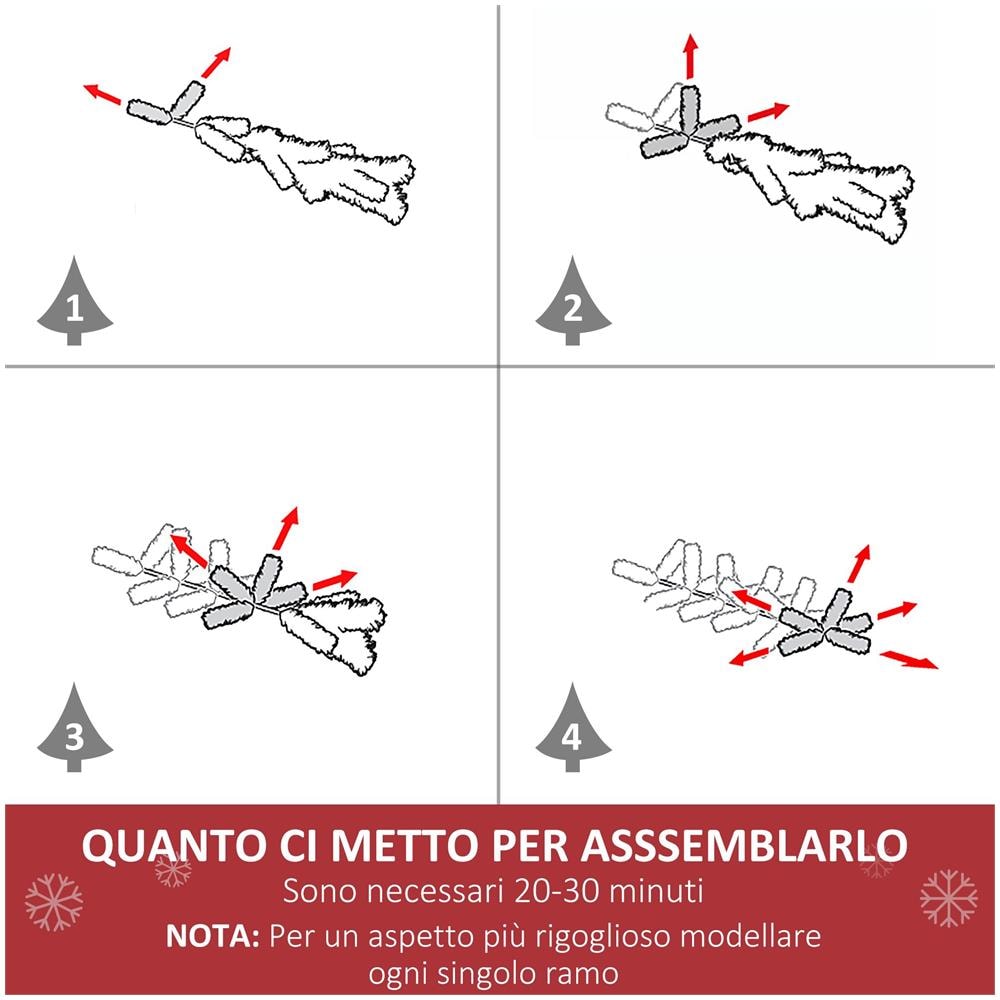 Albero di Natale Artificiale 150cm con Fibre Ottiche e Luci LED, Albero di Natale Luminoso con 180 Rami, Verde - Foto 6