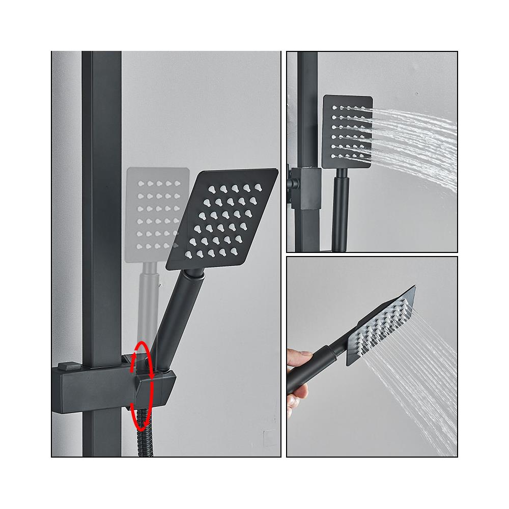 Colonna doccia, Blackswan, tipo M245, modello nero opaco, 4 vie, termostato, display LCD, soffione a pressione e bocca mobile nascosta, misura 30 cm - Foto 2