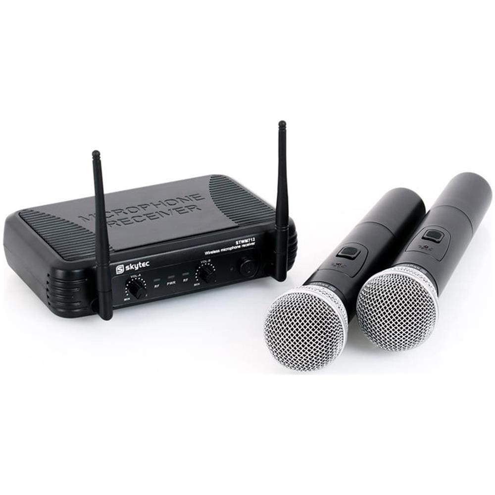 Coppia microfoni radiomicrofoni wireless VHF bi-canale con uscita bilanciata xlr canto pianobar karaoke - Foto 7
