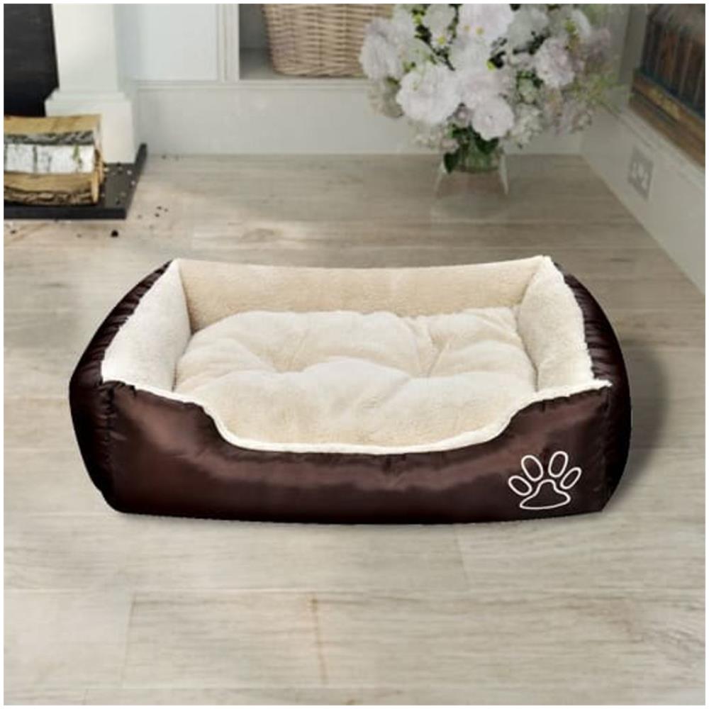 Letto Caldo Per Cani Marrone E Beige Con Cuscino Imbottito L - Foto 2