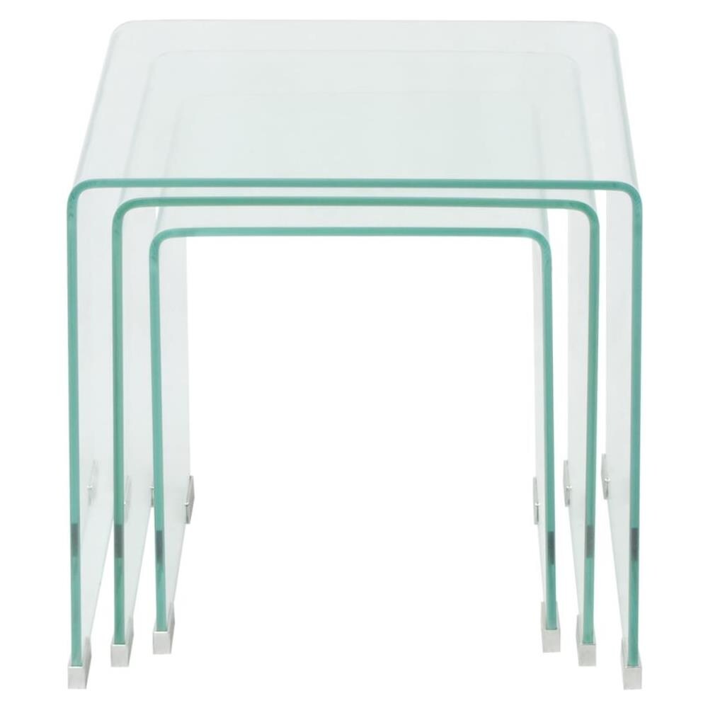 Set Da Tavolo Ad Incastro A 3 Pezzi In Vetro Temprato Trasparente - Foto 2