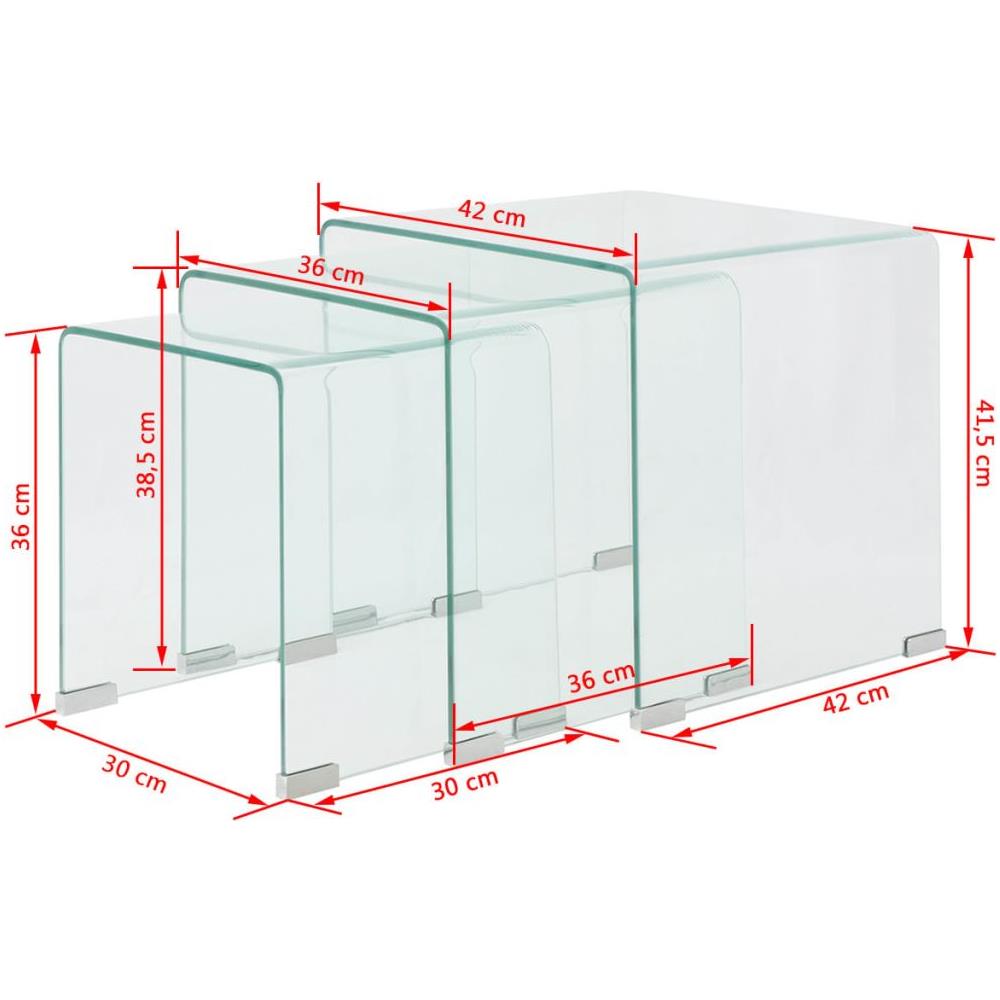 Set Da Tavolo Ad Incastro A 3 Pezzi In Vetro Temprato Trasparente - Foto 13