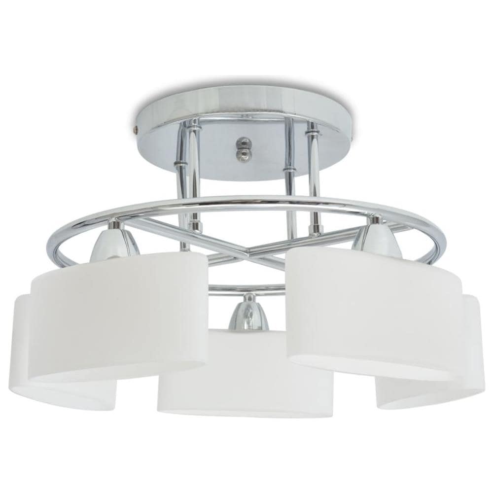 Lampada Soffitto Paralumi Elissoidi Vetro 5 Lampadine E14 200 W - Foto 1