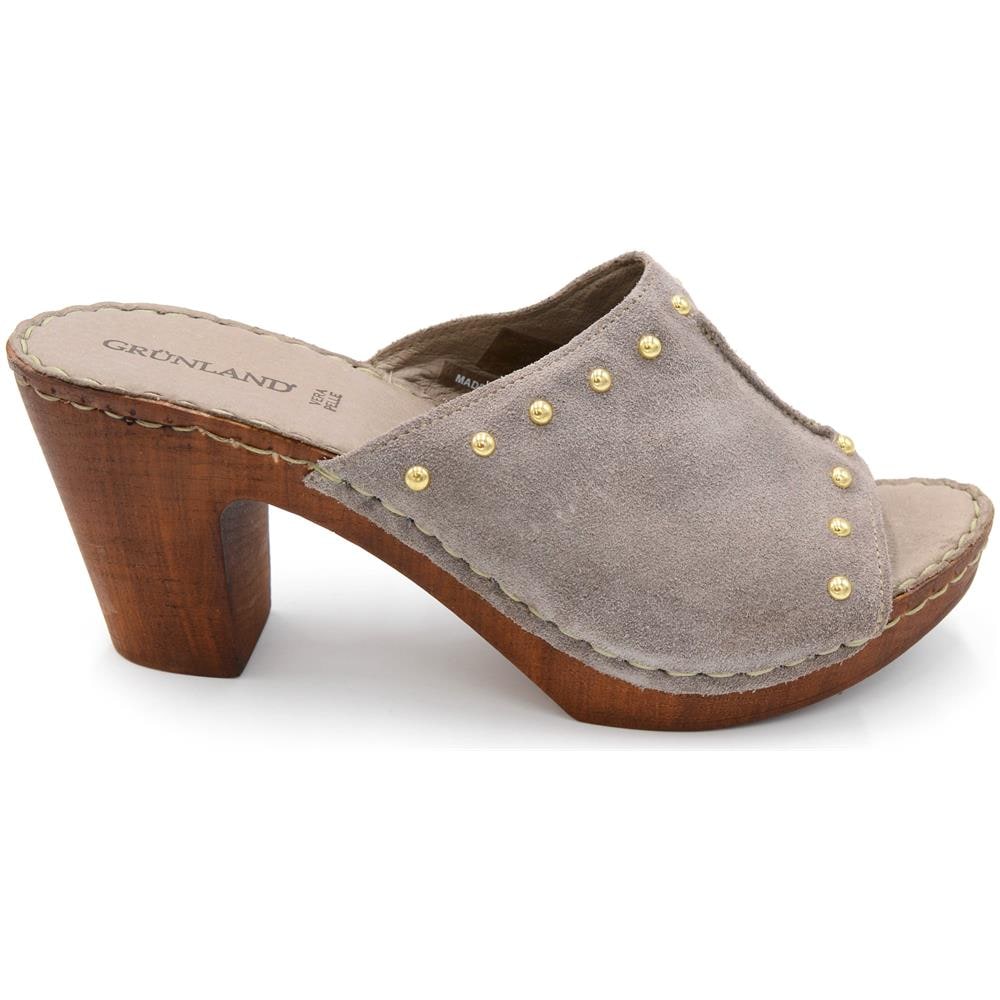 Zoccolo Donna Pelle Scamosciata Taupe Tacco 7,5cm Art. 10644-30 Taglia: 38 - Foto 1