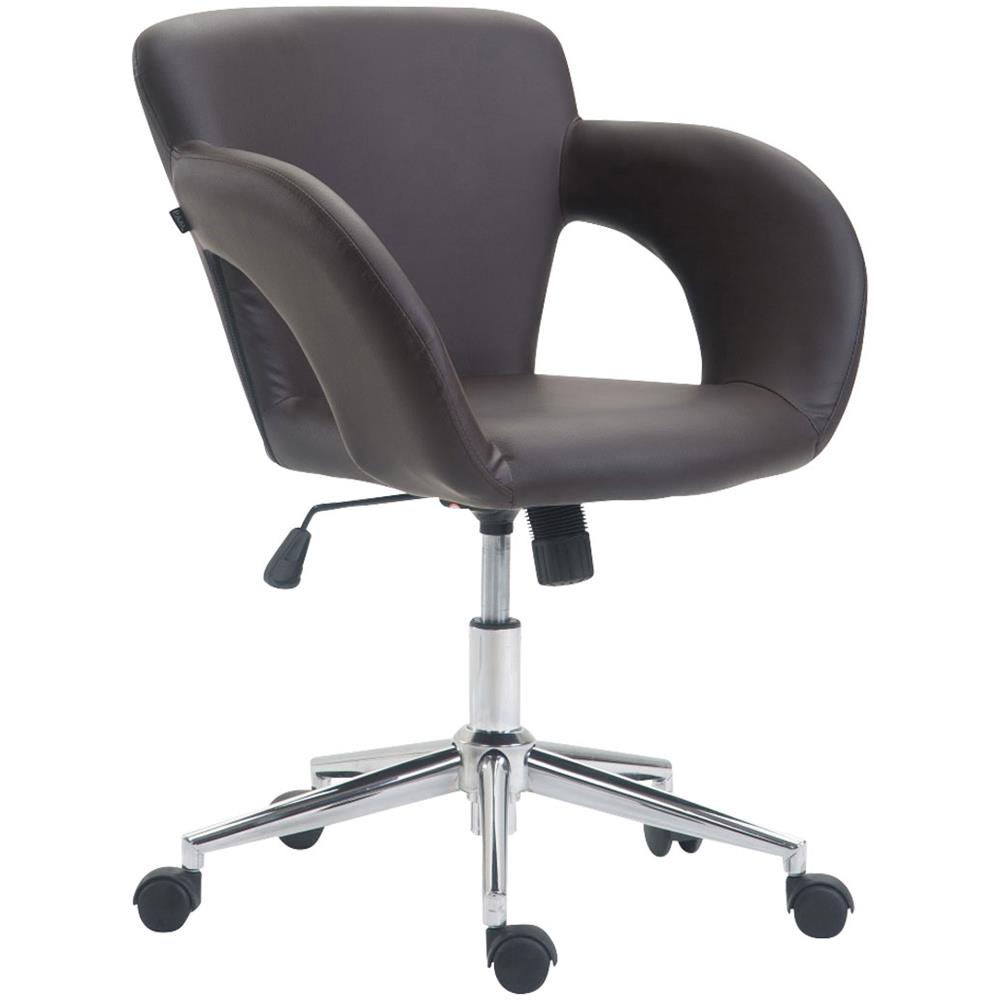 Sedia Ufficio Edison in Similpelle E Metallo I Sedia Design Scrivania Imbottita E Oscillante I Poltrona Studio Regolabile con 5 Ruote Marrone - Foto 1