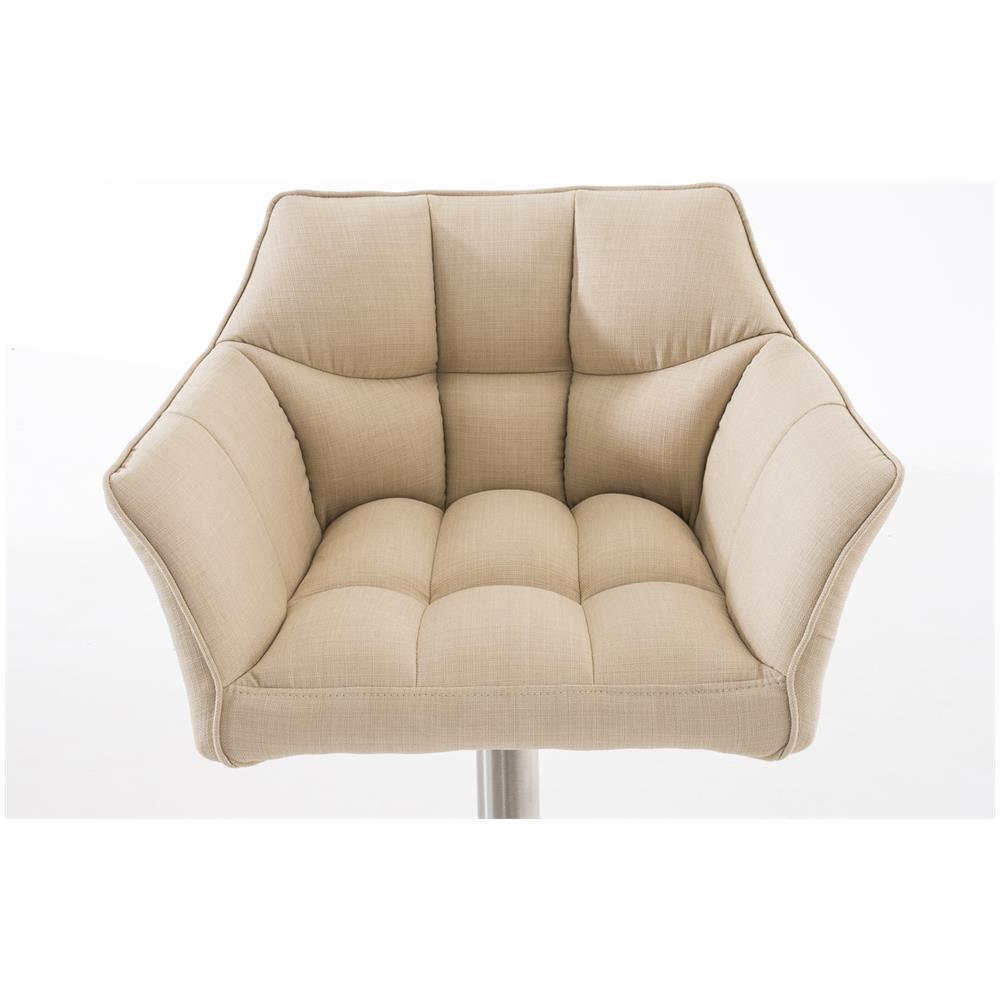 Sgabello Alto Bar Damaso I Sgabello Design Cucina Trapuntato in Tessuto con Braccioli E Schienale Imbottiti l Sedia Sgabello Bar Pub con Poggiapiedi Crema Acciaio Inox - Foto 5