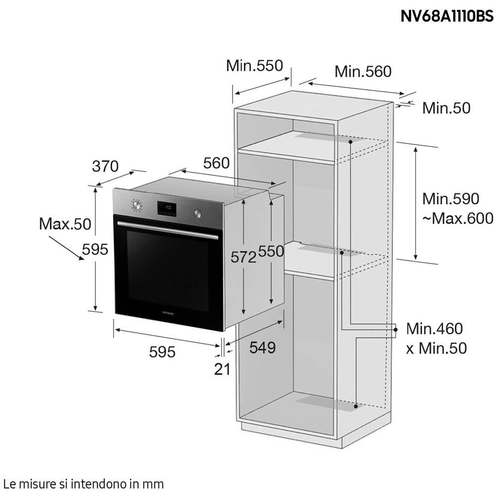 Forno Elettrico da Incasso NV68A1110BS /ET Capacità 68 L Multifunzione Ventilato Potenza 2600 W Colore Acciaio Inossidabile - Foto 11