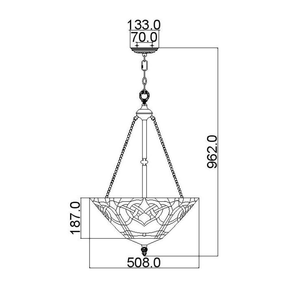 Lampada Da Soffitto Tiffany A 3 Luci, Finitura Bronzo, Attacco E27 - Foto 2