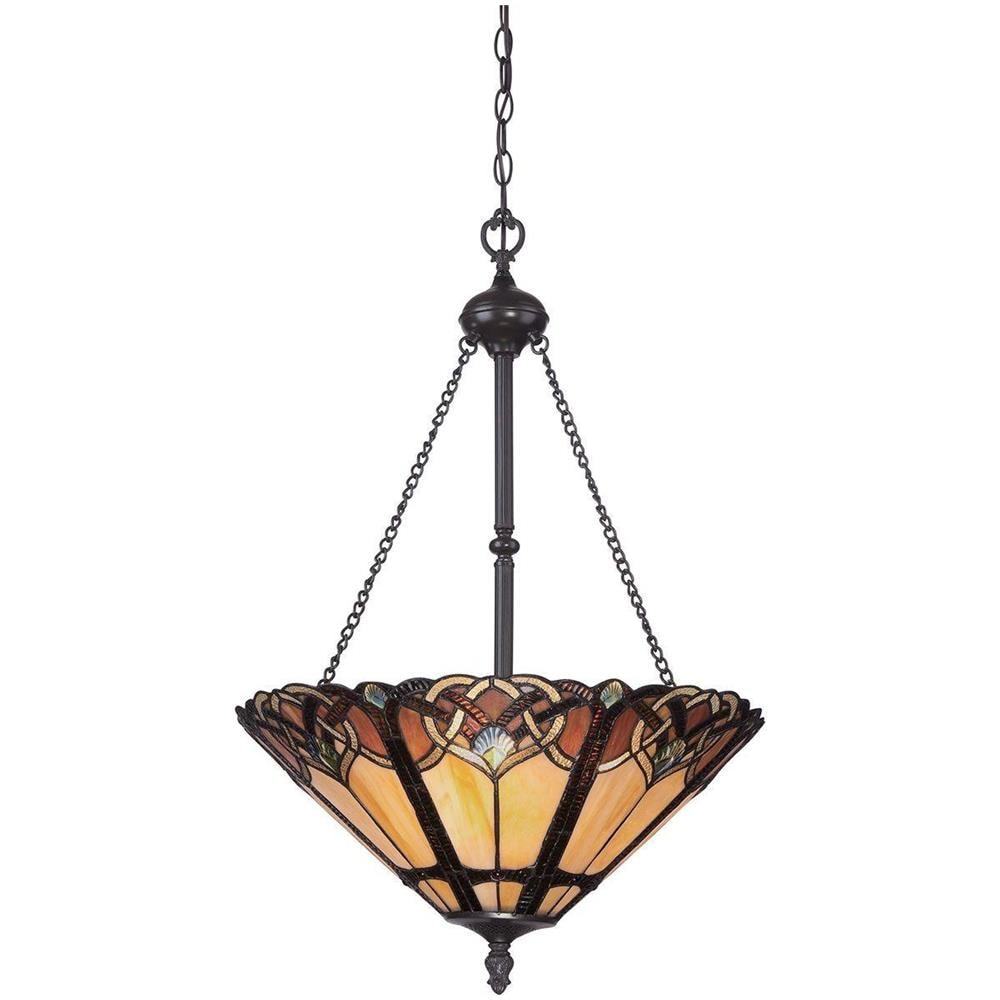 Lampada Da Soffitto Tiffany A 3 Luci, Finitura Bronzo, Attacco E27 - Foto 1