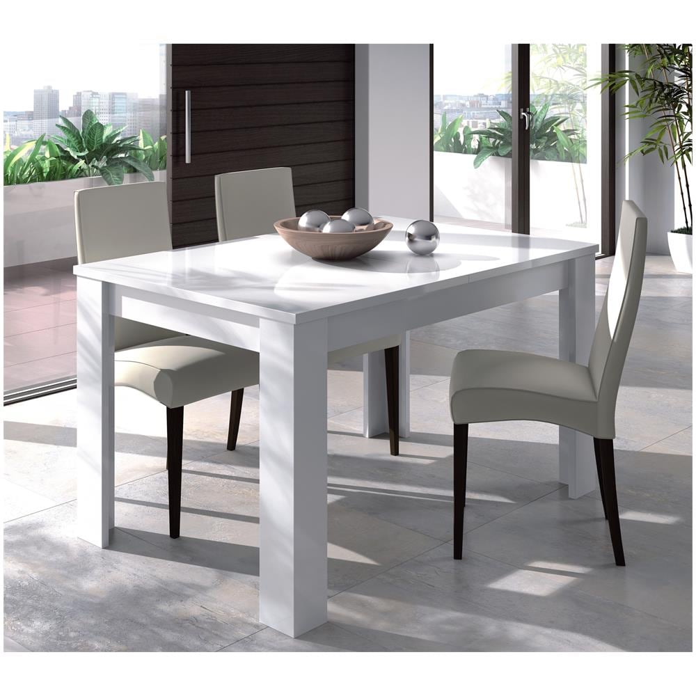Tavolo Per Sala Da Pranzo Estensibile, Colore Bianco Lucido, Misure 140 X 78 X 90 Cm - Foto 1