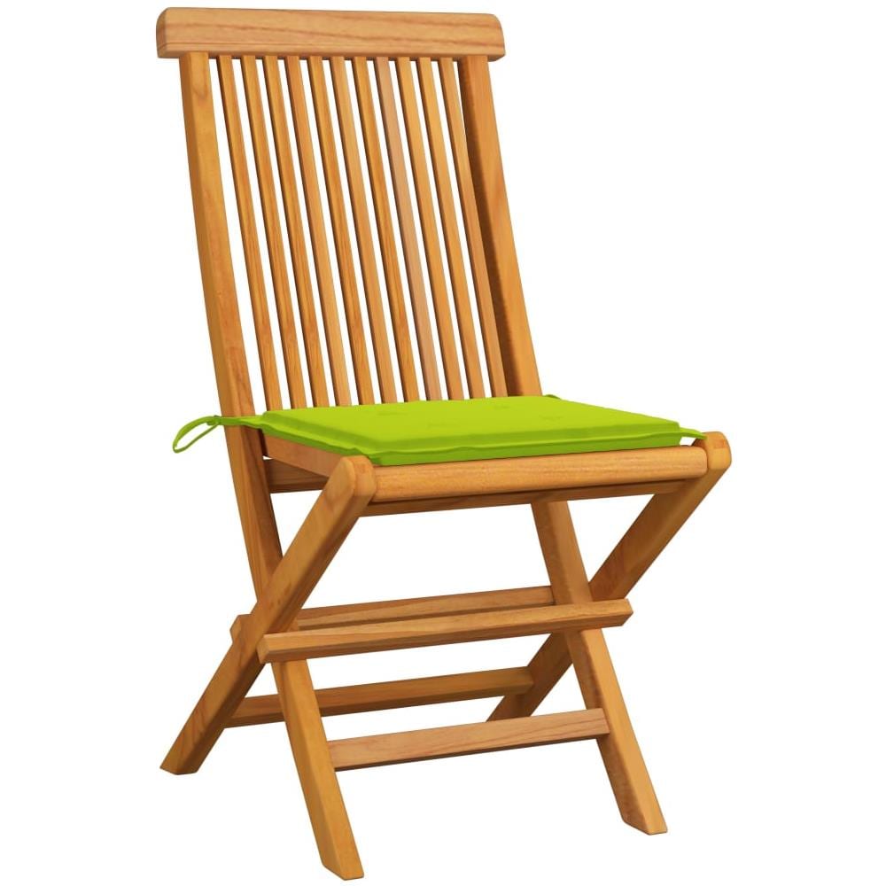 Sedie da Giardino Cuscini Verde Brillante 6 pz Massello di Teak - Foto 2