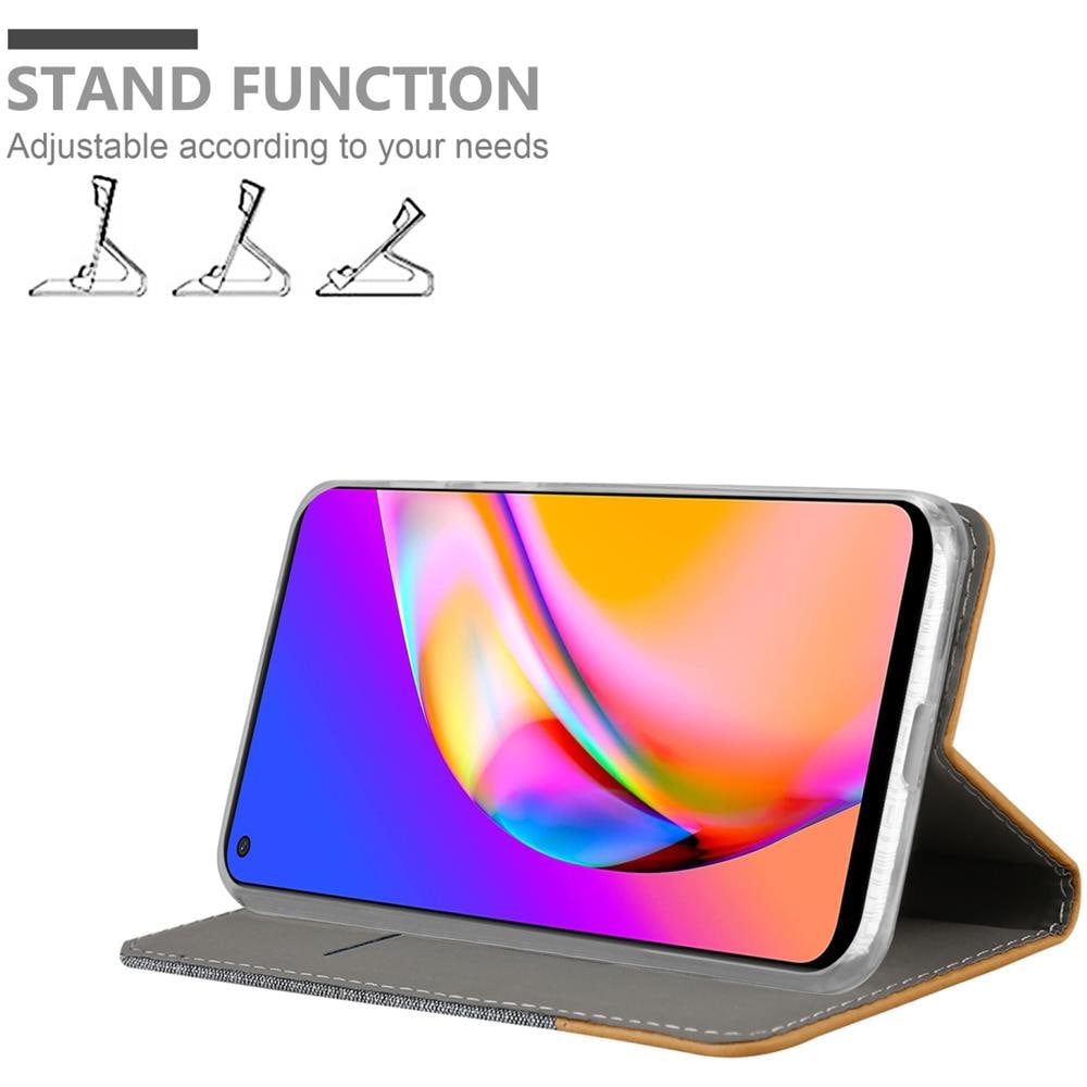 Custodia Compatibile Con Oppo A94 5g In Grigio Chiaro Marrone - Coperchio Protettiva Con Chiusura Magnetica, Funzione Stand E Tasca Per Le Carte - Foto 2