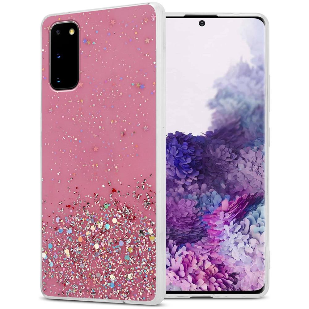 Custodia Compatibile Con Samsung Galaxy S20 In Rosa Con Glitter - Coperchio Protettivo In Silicone Tpu Flessibile Con Glitter Scintillanti - Foto 1