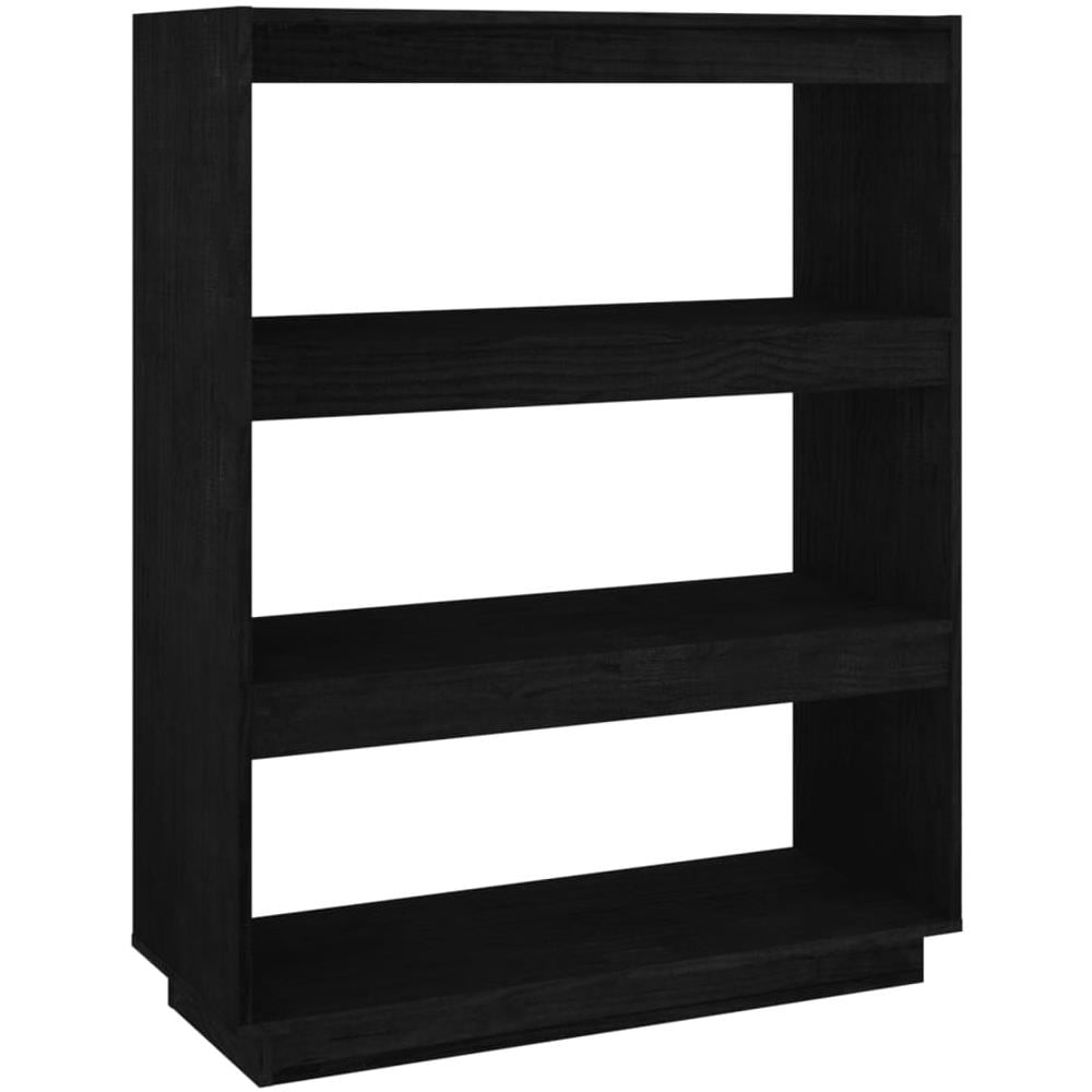 Libreria / divisorio Nero 80x35x103 Cm In Legno Massello Di Pino - Foto 2