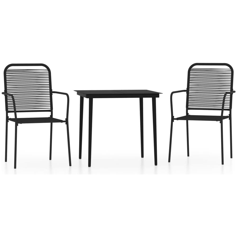 Set Mobili Da Pranzo Per Giardino 3 Pz Nero - Foto 2
